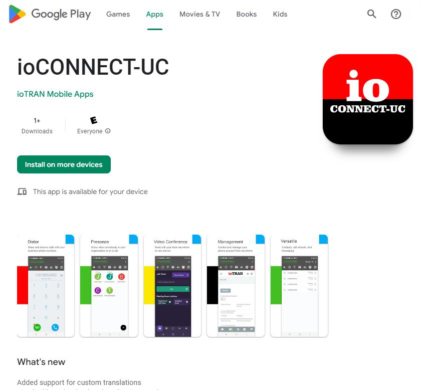 Standard ioConnect - UC phone - Google app store - Talking Platforms